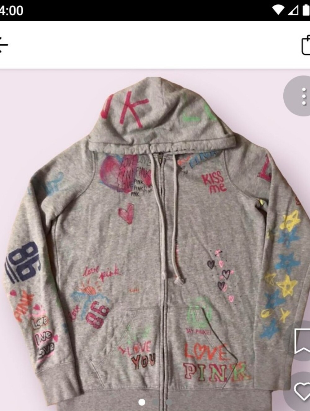 RARE Victoria's Secret "PINK Collection" Gray Graffiti Zip up Hoodie